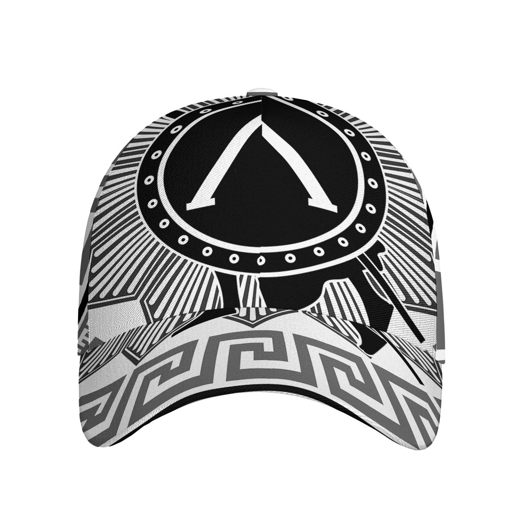 Black And White Spartan Warrior Print Baseball Cap