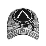 Black And White Spartan Warrior Print Baseball Cap