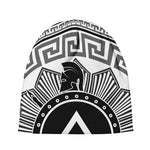 Black And White Spartan Warrior Print Beanie