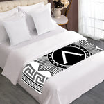 Black And White Spartan Warrior Print Bed Runner