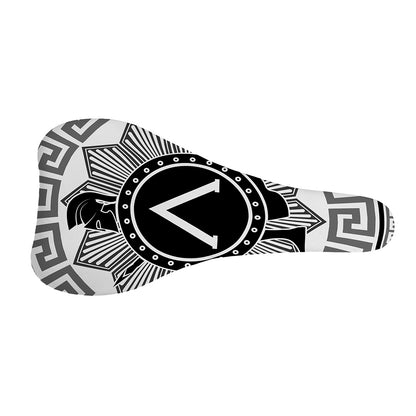 Black And White Spartan Warrior Print Bicycle Seat Cover