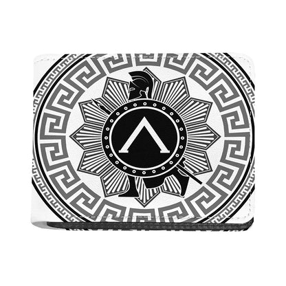 Black And White Spartan Warrior Print Bifold Wallet