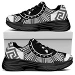 Black And White Spartan Warrior Print Black Chunky Shoes