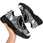 Black And White Spartan Warrior Print Black Chunky Shoes