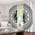 Black And White Spartan Warrior Print Dimout Grommet Curtains
