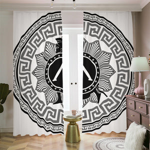 Black And White Spartan Warrior Print Blackout Pencil Pleat Curtains