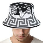 Black And White Spartan Warrior Print Bucket Hat