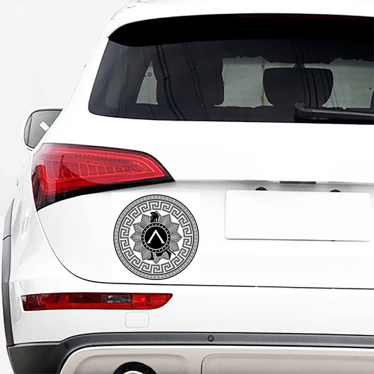 Black And White Spartan Warrior Print Car Sticker