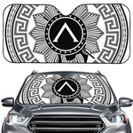 Black And White Spartan Warrior Print Car Windshield Sun Shade