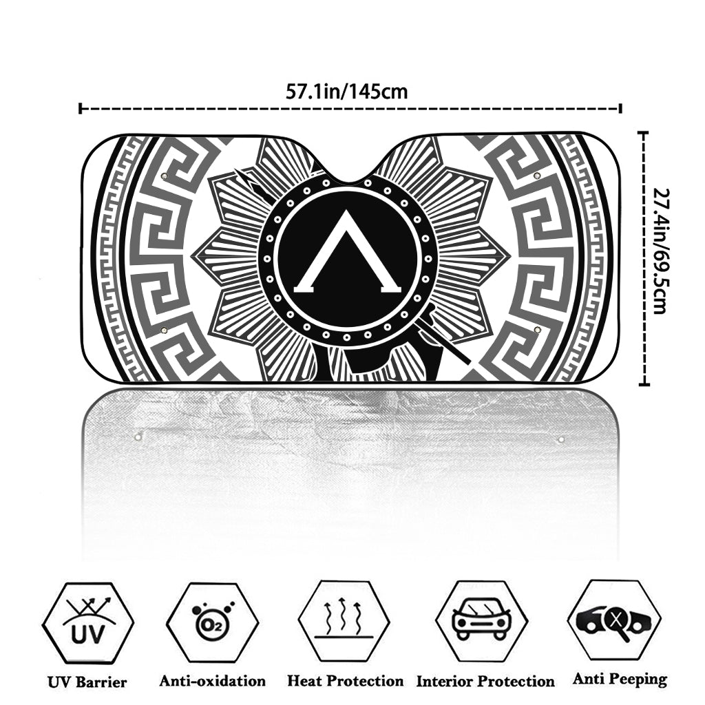 Black And White Spartan Warrior Print Car Windshield Sun Shade