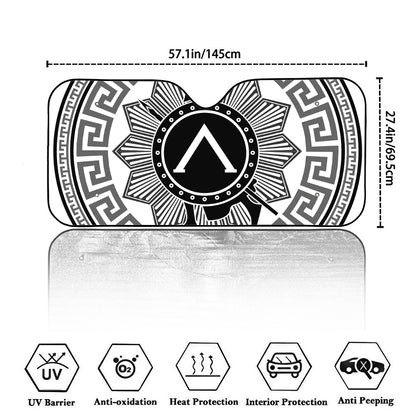 Black And White Spartan Warrior Print Car Windshield Sun Shade