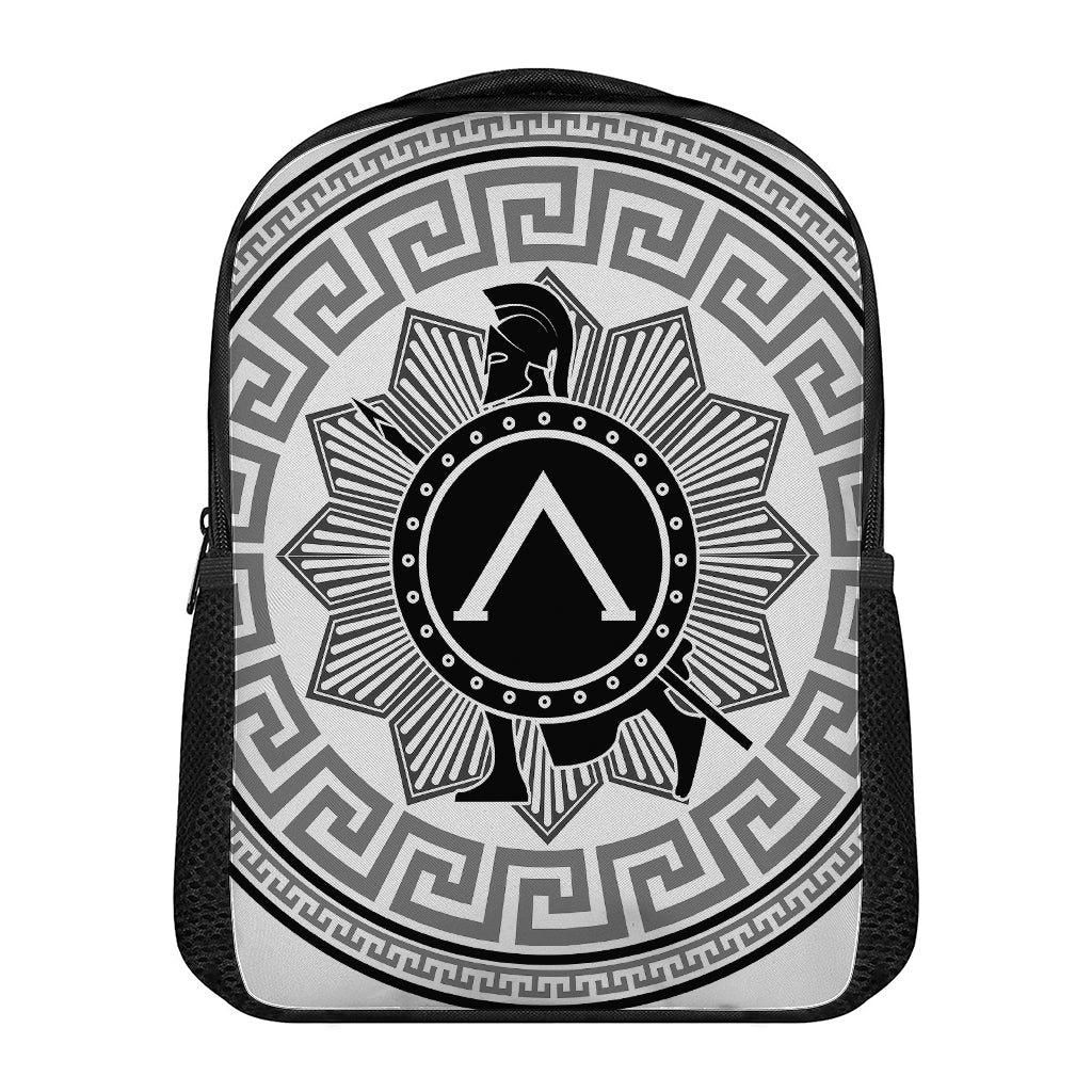 Black And White Spartan Warrior Print Casual Backpack