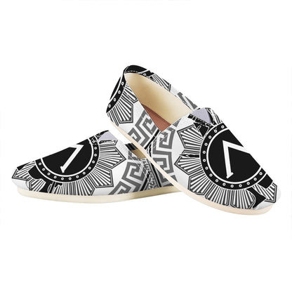 Black And White Spartan Warrior Print Casual Shoes