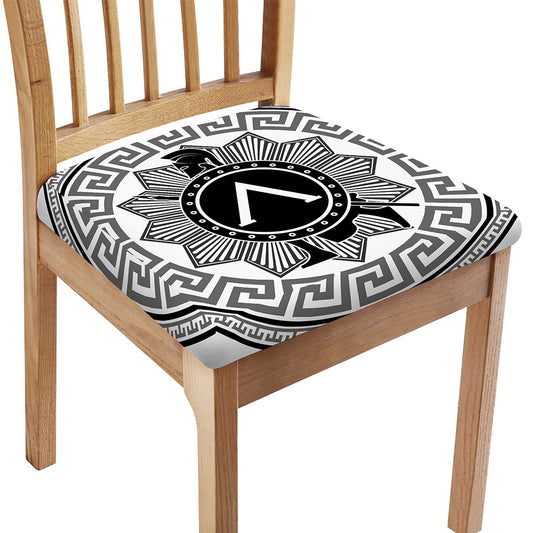 Black And White Spartan Warrior Print Chair Cushion Cover