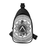 Black And White Spartan Warrior Print Chest Bag
