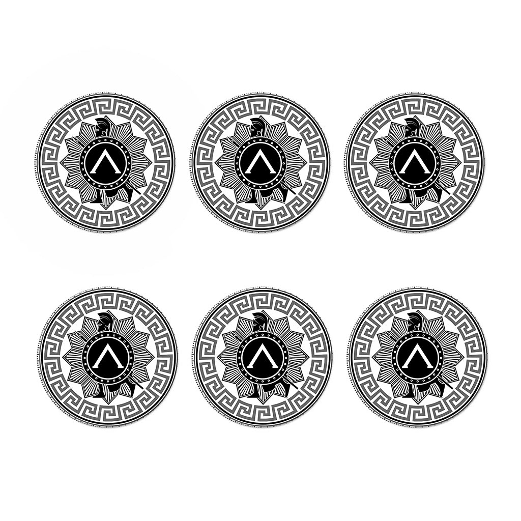 Black And White Spartan Warrior Print Coaster Set