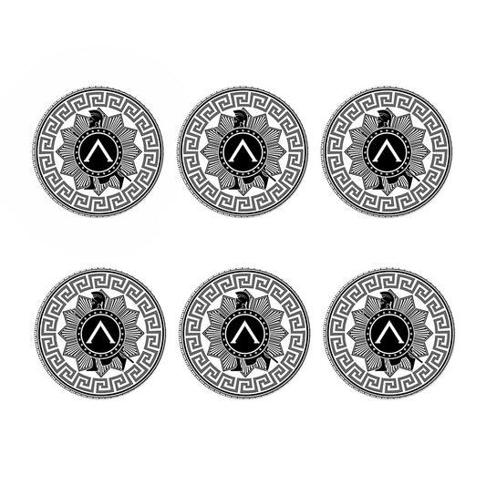 Black And White Spartan Warrior Print Coaster Set