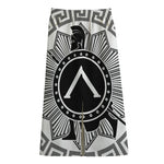 Black And White Spartan Warrior Print Cotton Front Slit Maxi Skirt