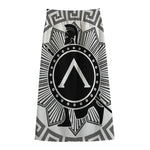 Black And White Spartan Warrior Print Cotton Front Slit Maxi Skirt