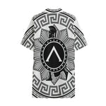 Black And White Spartan Warrior Print Cotton Hawaiian Shirt
