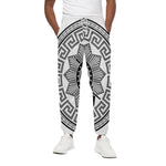 Black And White Spartan Warrior Print Cotton Pants