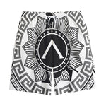 Black And White Spartan Warrior Print Cotton Shorts