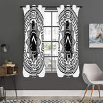 Black And White Spartan Warrior Print Curtain