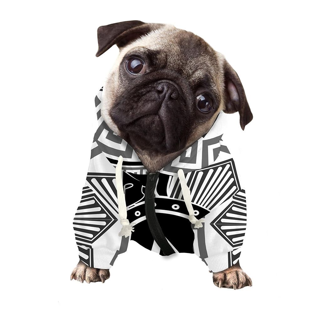 Black And White Spartan Warrior Print Dog Zip Up Hoodie