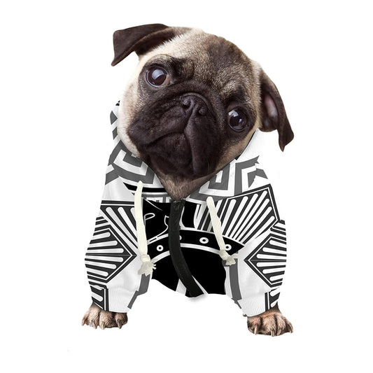 Black And White Spartan Warrior Print Dog Zip Up Hoodie
