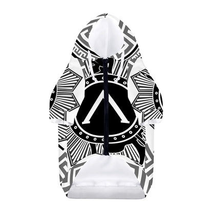 Black And White Spartan Warrior Print Dog Zip Up Hoodie