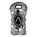 Black And White Spartan Warrior Print Double Neoprene Wine Tote