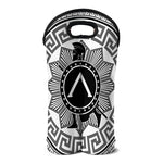 Black And White Spartan Warrior Print Double Neoprene Wine Tote