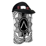 Black And White Spartan Warrior Print Double Neoprene Wine Tote