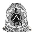 Black And White Spartan Warrior Print Drawstring Bag