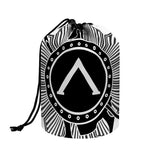 Black And White Spartan Warrior Print Drawstring Makeup Bag