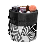 Black And White Spartan Warrior Print Drawstring Makeup Bag