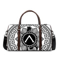 Black And White Spartan Warrior Print Duffel Bag