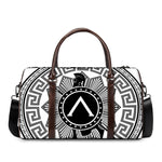Black And White Spartan Warrior Print Duffle Bag