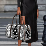 Black And White Spartan Warrior Print Duffle Bag