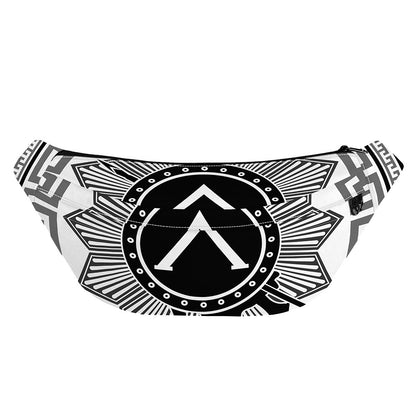 Black And White Spartan Warrior Print Fanny Pack