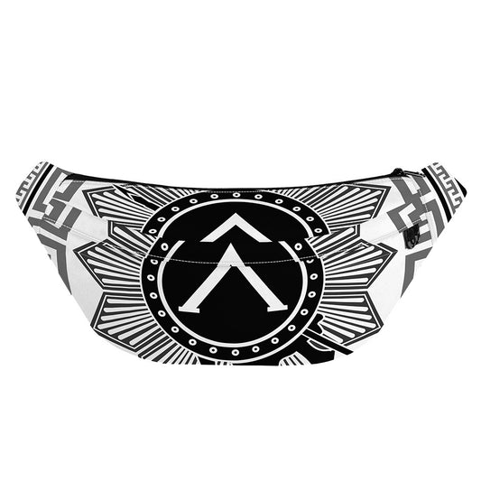 Black And White Spartan Warrior Print Fanny Pack