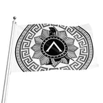 Black And White Spartan Warrior Print Flag