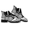 Black And White Spartan Warrior Print Flat Ankle Boots