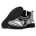 Black And White Spartan Warrior Print Flat Ankle Boots