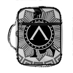 Black And White Spartan Warrior Print Front Pocket Bible Bag