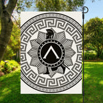 Black And White Spartan Warrior Print Garden Flag