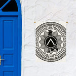 Black And White Spartan Warrior Print Garden Flag