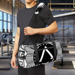 Black And White Spartan Warrior Print Gym Bag