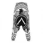 Black And White Spartan Warrior Print Hammer Pants