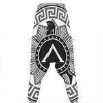 Black And White Spartan Warrior Print Hammer Pants